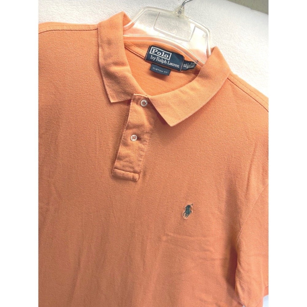 Polo Ralph Lauren Mens XL Custom Fit Short Sleeve Pique Polo Shirt Orange